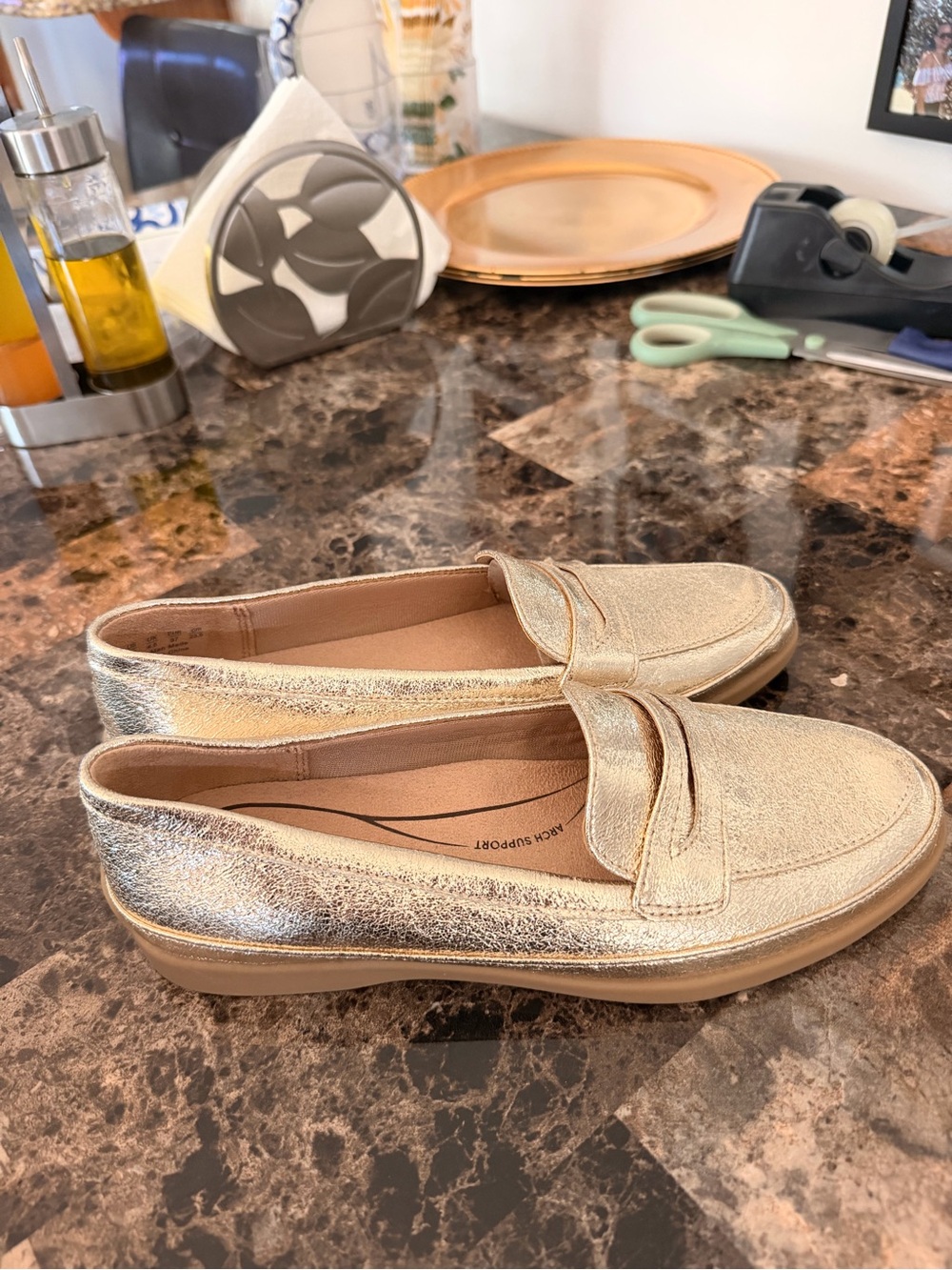 Life Stride Metallic Gold Women’s Slip-On Penny Loafers - Picture 2 of 4